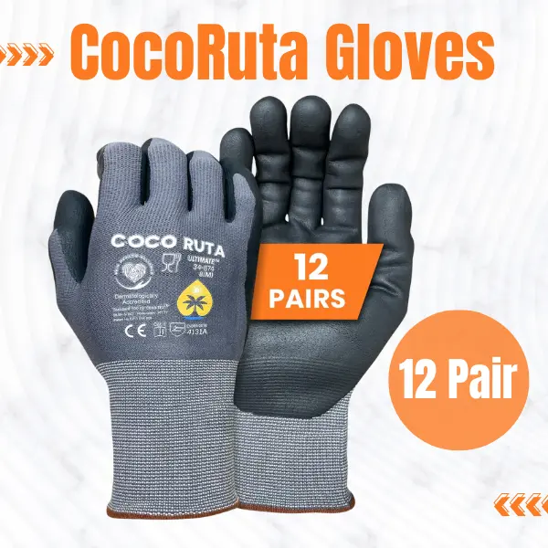 12 Pairs COCO RUTA - COCO RUTA Gloves - Work Gloves Ultimate  Foam Nitrile Palm Coated Gloves - Work Gloves COCO RUTA industrial gloves