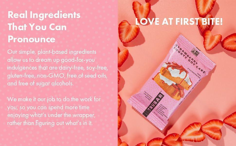 TRUBAR Vegan Protein Bar, Get In My Belly Pb & Jelly, Gluten Free, Plant Based, High Fiber, Dairy Free, Low Fat, Non GMO, No Sugar Alcohols, 12G Lean Protein, 13G Fiber, Healthy Snack Bars, 12 CT