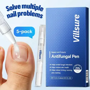 5-Count Villsure Extra Strength Nail Repair Pen – 25% Undecylenic Acid Formula, Portable On-the-Go Care for Fungal, Discolored and Thickened Nails