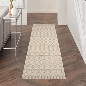 Nourison Royal Moroccan RYM03 Geometric Boho Runner Rug - Beige/Grey, 2'3" x 10', Modern Bohemian Indoor-Only Area Rug, Great for Kids' Bedroom