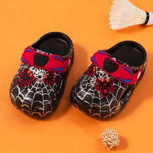 Boys Spider Web Shoes, Cute Cartoon Design, Lightweight Breathable, Soft Comfortable Cushioned Sole, Indoor Outdoor Beach Slippers, Fun Pattern Slippers