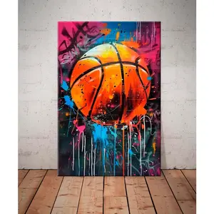Basketball Graffiti canvas wall art Street Art print Sport Wall Decor Teen room wall art Basketball gifts Basketball painting large wall art Artistic Cotton Artwork Matte Minimalist Ornaments Decoration Photo Stars posters