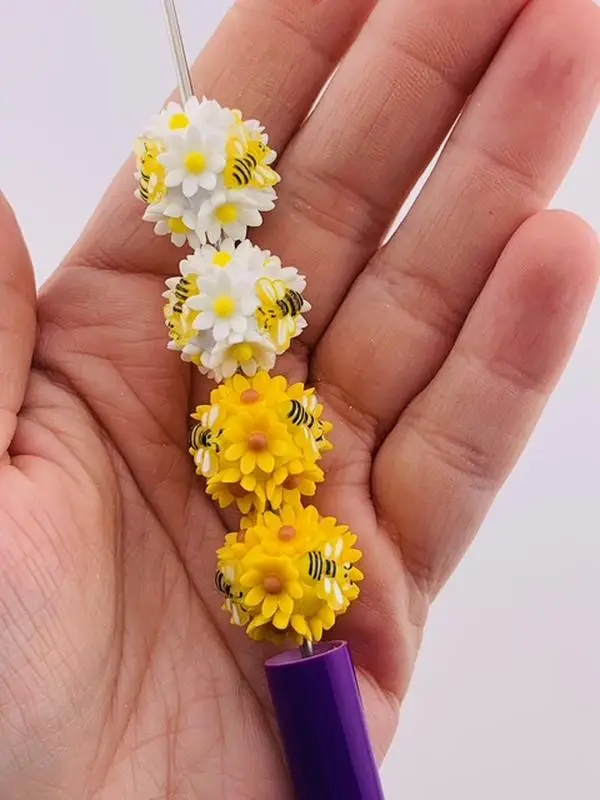 F18-Bee Daisy Handcrafted 16mm 2pk - Unique Design for Pens and Key Chains
