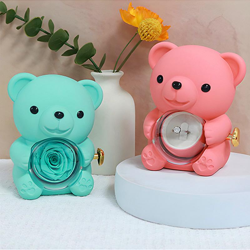 Valentine's Gift - Cute Rose Bear,  Flowers & Rhinestones, Ideal for Mom's Birthday, Wife's Anniversary, Expressing Love & Eternal Roses