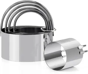 Cookie Cutting Set (5-piece pack), round cookie molds with handles, professional baking dough tools