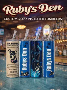 Ruby's Den Custom 20 oz Insulated Tumblers - Durable Plastic with Stainless Steel Liner, Modern Ruby Hue Design, Versatile for Hot & Cold Drinks