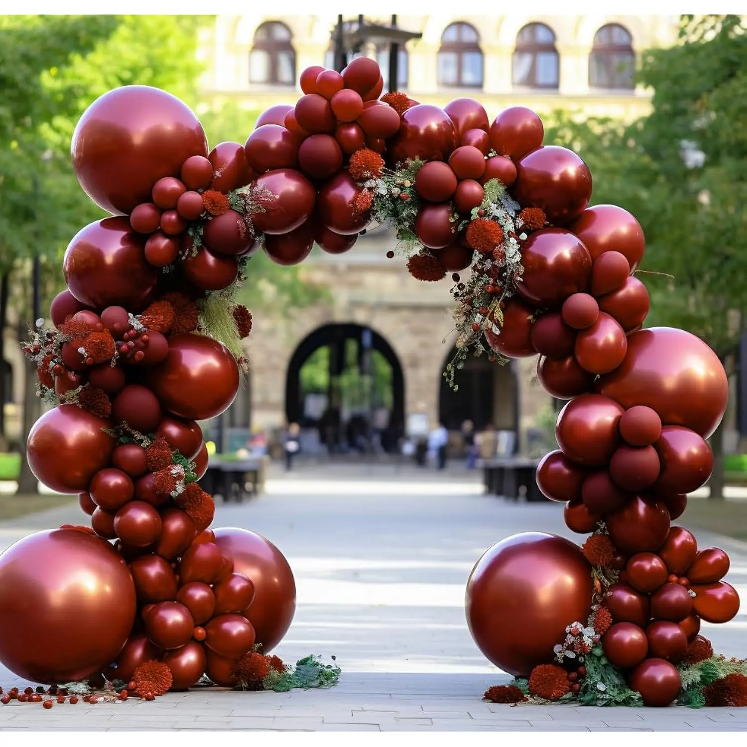Burgundy Maroon Balloon Garland Kit with Double Stuffed Balloons for Wedding or Anniversary Party