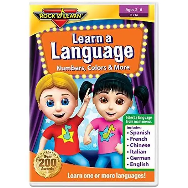 USED Book - Learn A Language: Numbers, Colors & More DVD by Rock 'N Learn - Spanish, French, Chinese, Italian, German & English (6 languages on one DVD) (Unknown) - english