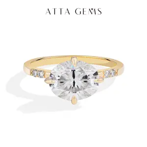 ATTAGEMS D VVS1 Color Oval Cut 3CT Synthetic Moissanite Ring for Women 925 Sterling Silver Classic Engagement Wedding Anniversary Fine Jewelry Gift R288