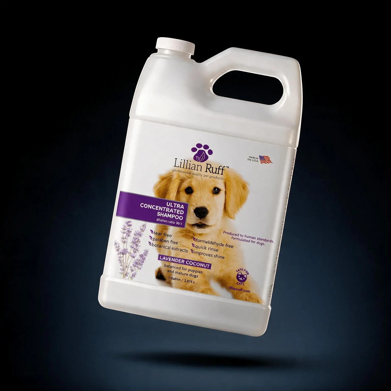 Lillian Ruff Ultra Concentrated Shampoo for Dogs – Lavendar Coconut,  Made in USA (1 Gallon)​