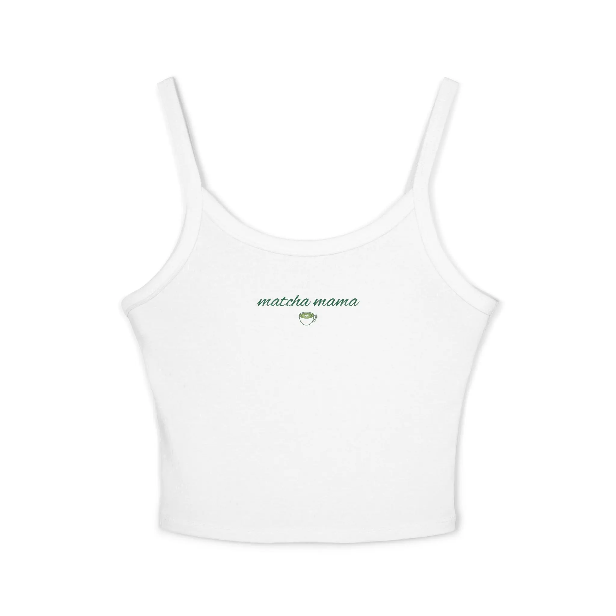 matcha mama tank top | matcha tea graphic crop tank White Womens tops y2k casual comfy cami slim sleeveless top tight-fitting