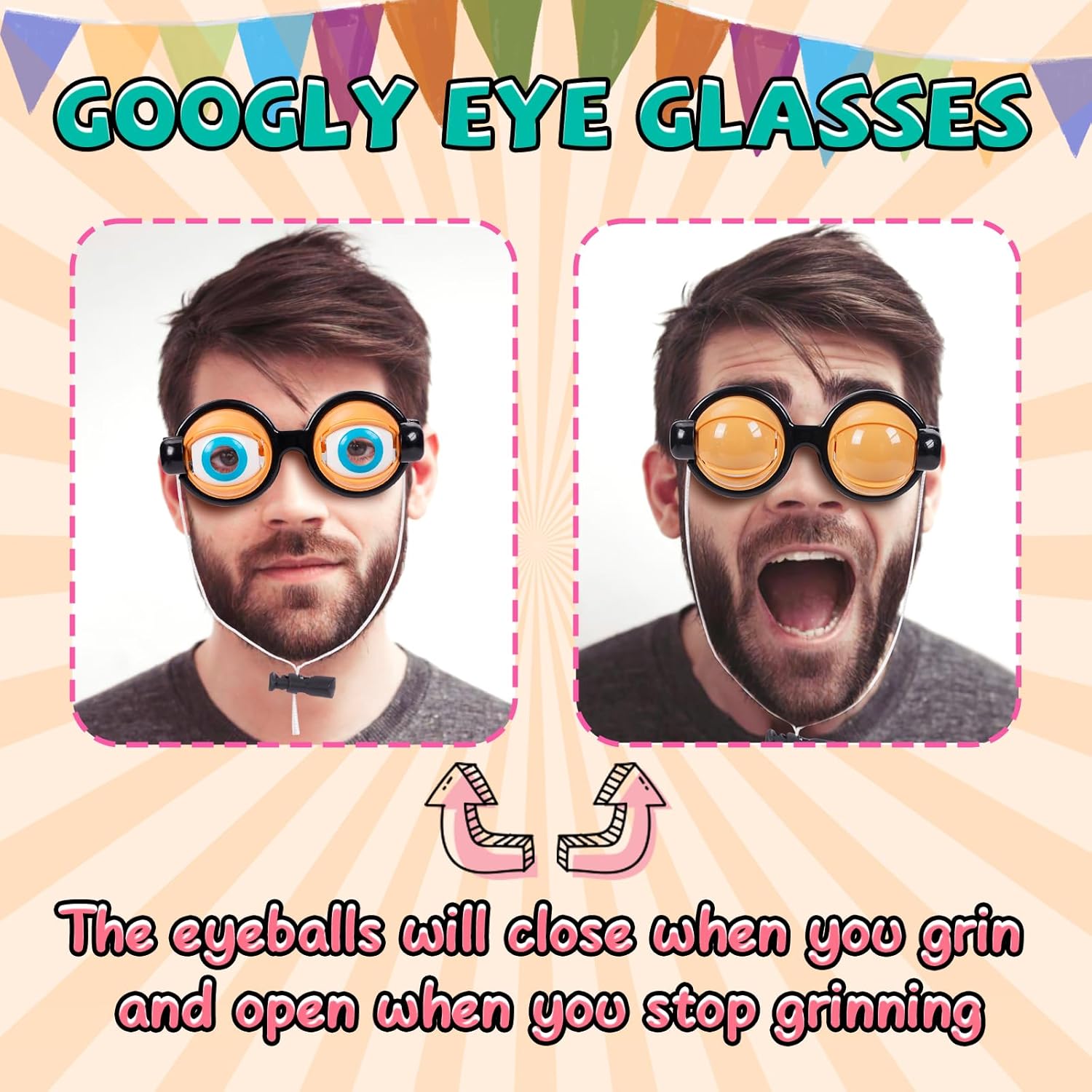 Crazy Eyes Glasses, Funny Prop Glasses, Blinking Eye Glasses Party Photo Props for Show, Crazy Eye Glasses Fit Novelty Gag Gifts for Adults