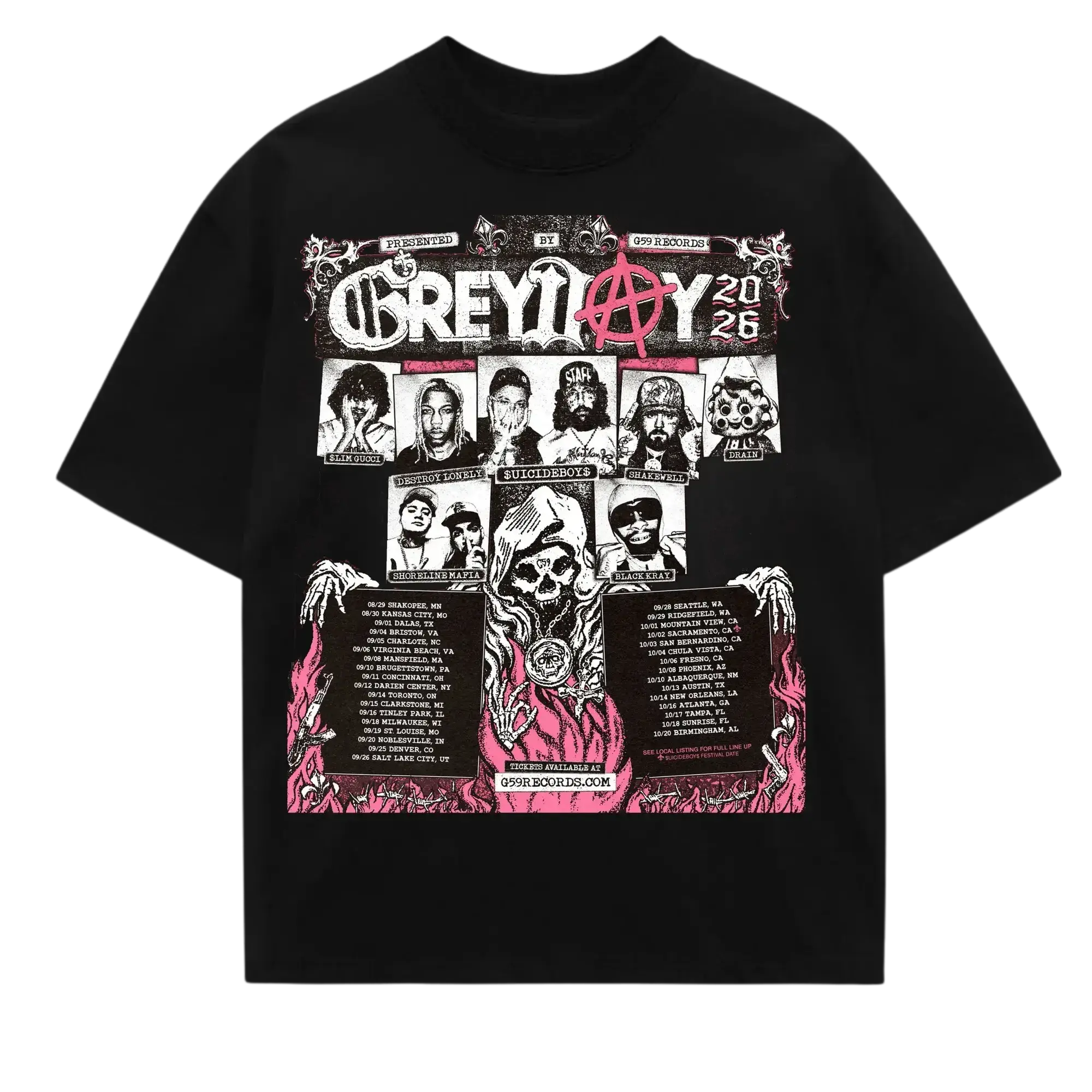 GreyDay 2026 v1 Tour Pink Shirt, Icideboys Hip-Hop G59 Shirt, Gift for Fan G59 Tour Merch,  Unisex Concert Tee