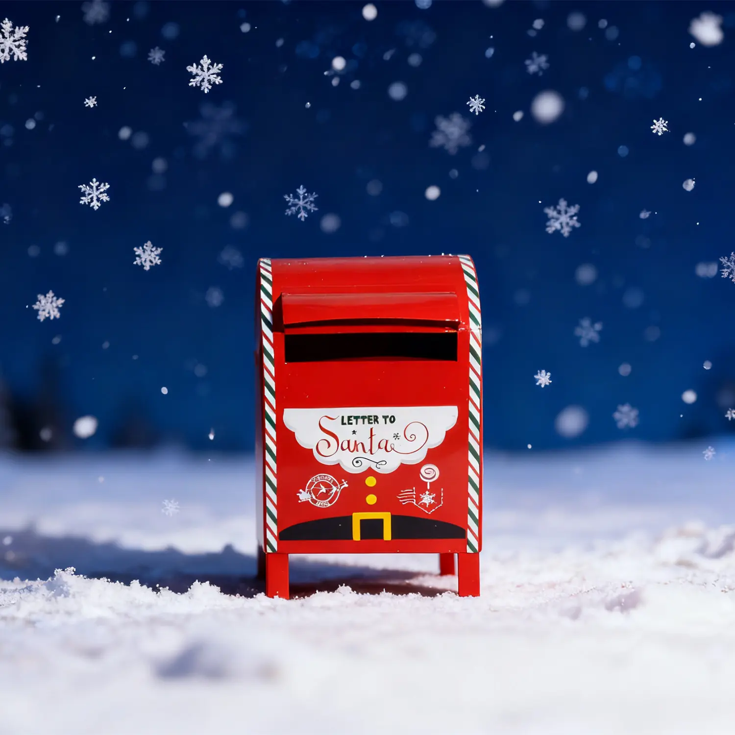 Christmas Mailbox for Letters to Santa, Festive Outdoor Metal Holiday Mail Letter Collector, North Pole Express Decorative Mailbox
