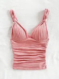 Casual Romantic Vacation Solid Color Ruched Halter Top Fit, Comfortable and Stylish Summer Wear, Perfect for Beach and Poolside