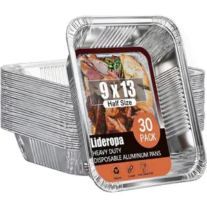 9x13 30 Pack Disposable Half Size Aluminum Foil Pans for Cooking Baking Meal Prep Parties & Food Storage