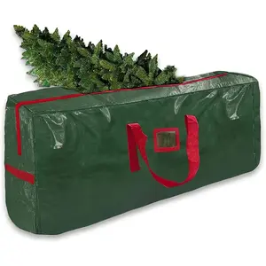 Christmas Extra Large Tree Storage Bag | Durable PVC Material, Double Zippers And Strong Handles, Suitable for Trees Under 7.5 Feet, Red Green, Christmas Tree Storage Bag