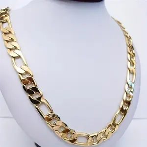 Figaro 18K Gold Plated Thick Chain Necklace for Men Hip Hop Jewelry Statement Chunky Gold Chain Ideal Father's Day Gift