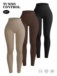 Set of 3 Women's Seamless High-Waisted Tummy Control Leggings — Ideal for Yoga, Fitness, Running, Tennis, Training, and Outdoor Sports (Spring Edition)