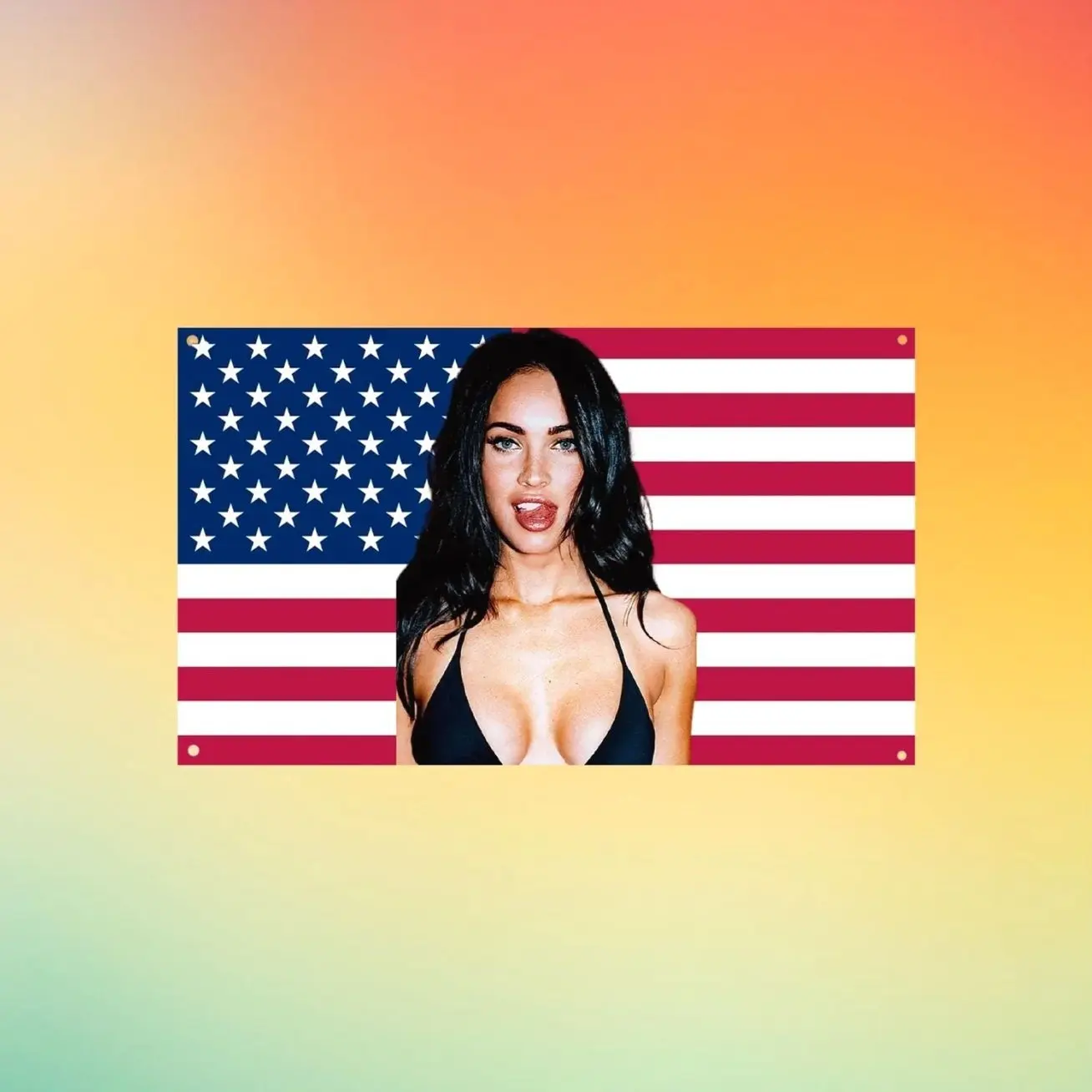 Megan Fox USA Flag Wall Tapestry, Transformers Actress Wall Flag, Celebrity Room Decor, Hot Actress Fan Gift