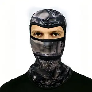 Sporty Outdoor Hat with Forest Print, Cycling Face Shield Mask, Balaclava Cap, Protective Headgear for Sports & Hiking