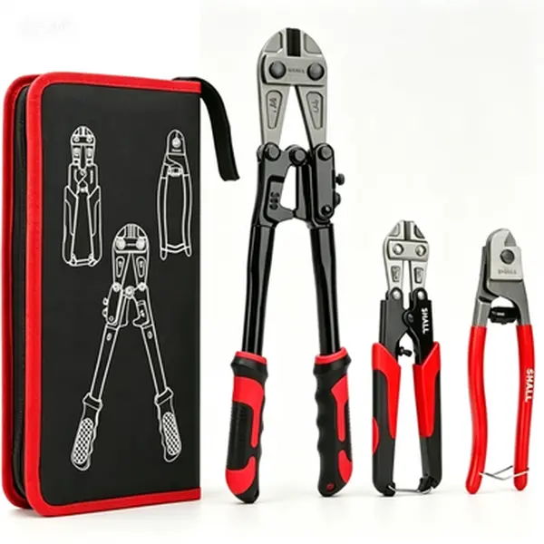 Industrial 3-Piece Cutting Tool Set - 14" Bolt Cutter, 8" Wire Cutter, PP+TPR Ergonomic Handle, Leverage Boost, Max 19/32" Cutting for Lock Chains/Iron Wire, Heavy Duty Hand Tool with Portable Reusable Storage Case