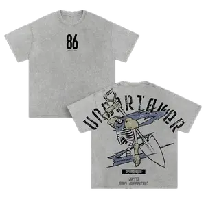 86 Eighty Six Undertaker Anime Double Printed Vintage Washed Tee Unisex Oversize T-Shirt – Stylish Anime Manga Heavyweight Cotton Design