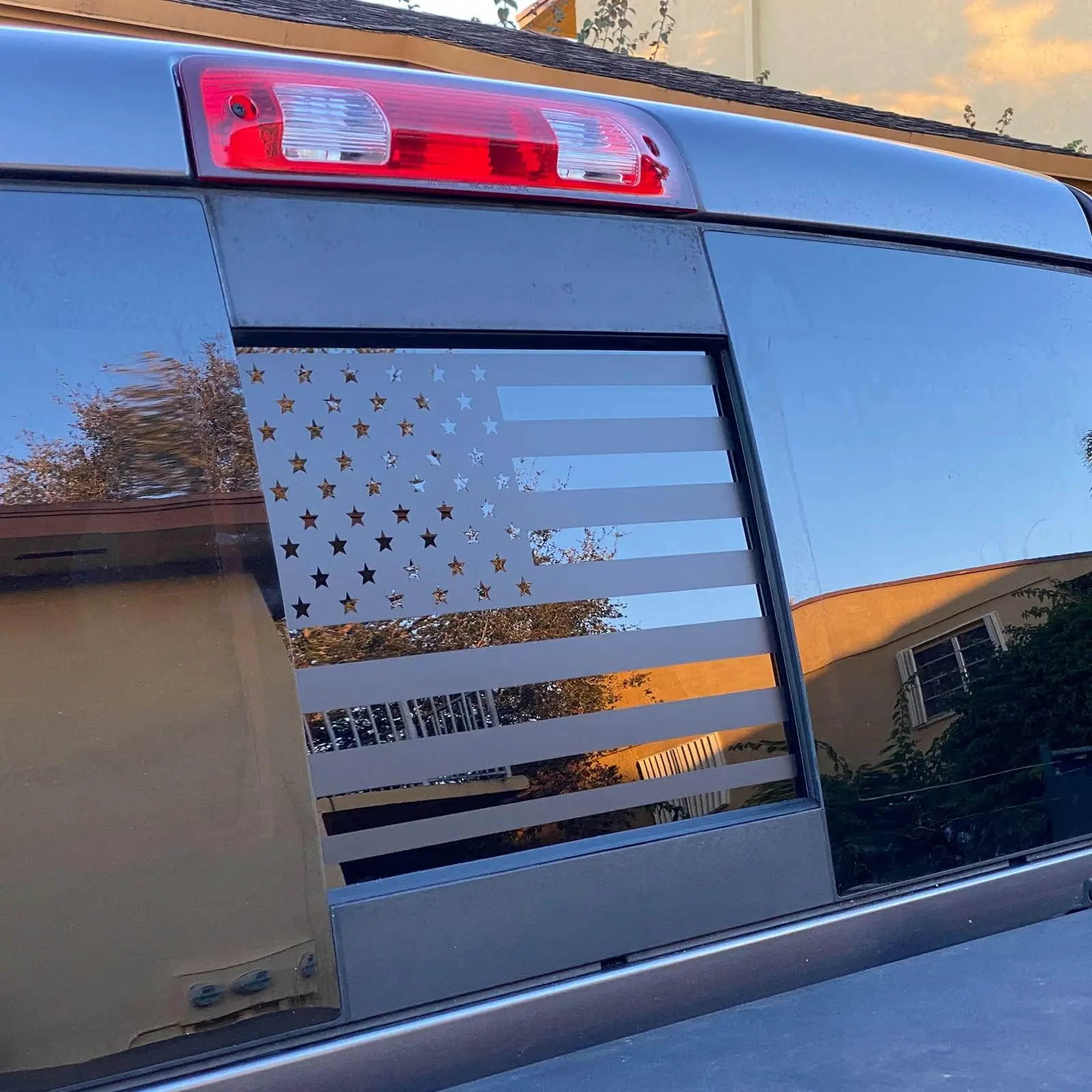 Rear Middle Window American Flag Automotive Decals for Trucks, Matte Black Vinyl Sticker for Cars, Car Exterior Windshield Decoration Accessory