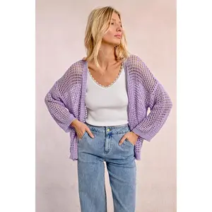 Lilac Open Knit Cardigan