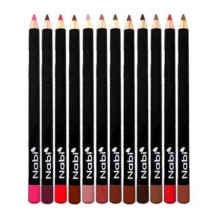 24/12/6 Assorted Colors Nabi Lip Liner Pencil Set, High Pigmented Lip Makeup Soft Pencils, Deep and Rich in Color, Smooth Ultra Fine Lipliner