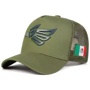 Green Mexico Logo Embroidered Trucker Hat - Unisex Urban Streetwear Adjustable Fitted Cap for Men and Women