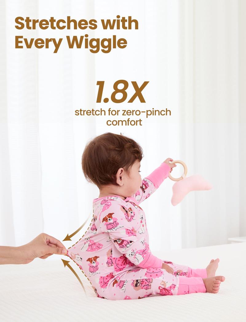 PATPAT Baby Footie Romper, Viscose from Bamboo, Long Sleeve, 2-Way Zipper, Fold-Over Mittens, Cuffs & Anti-Slip Grips