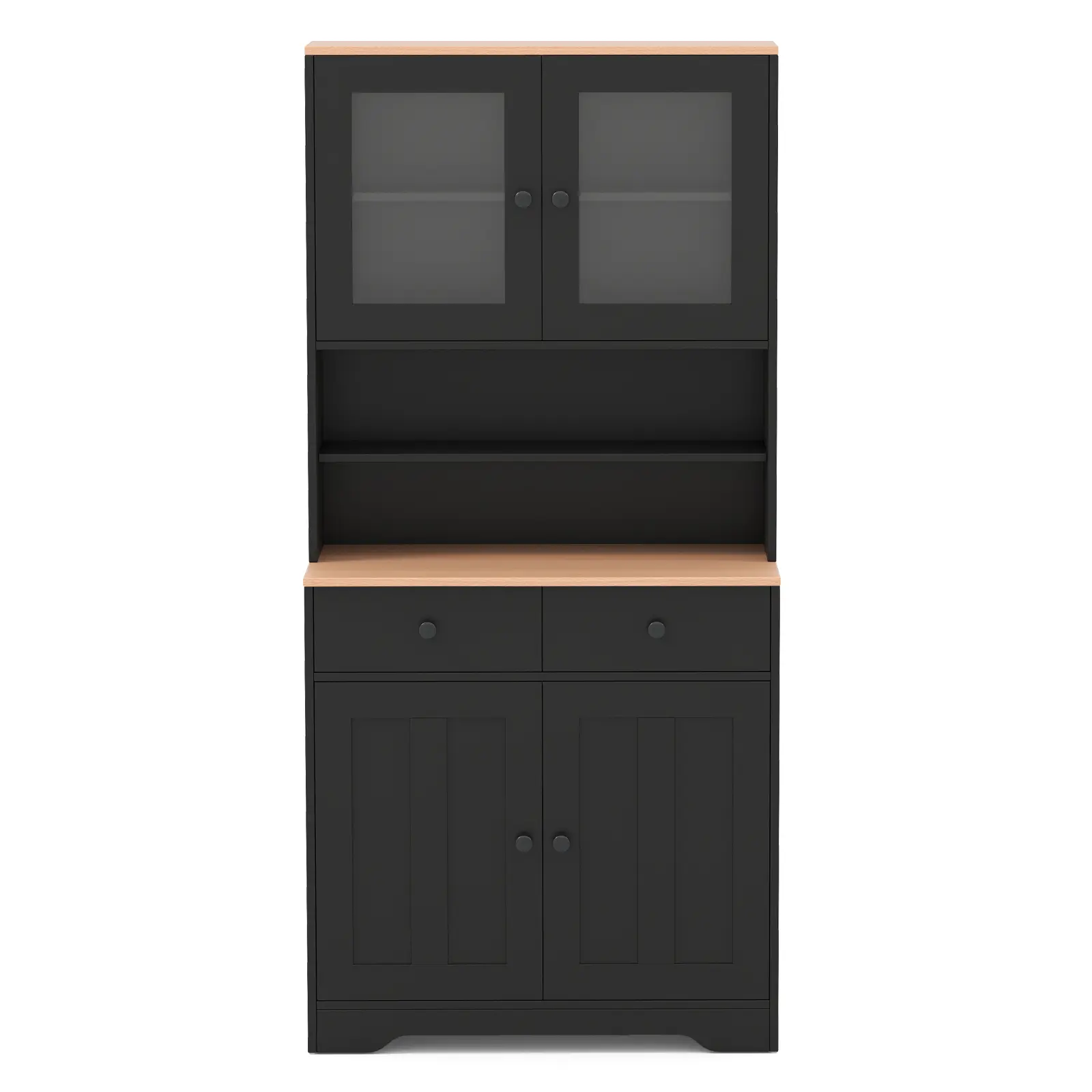 COSTWAY - Pantry Cabinet with 2 Removable Shelves-Black COSTWAY - Pantry Cabinet with 2 Removable Shelves-Black