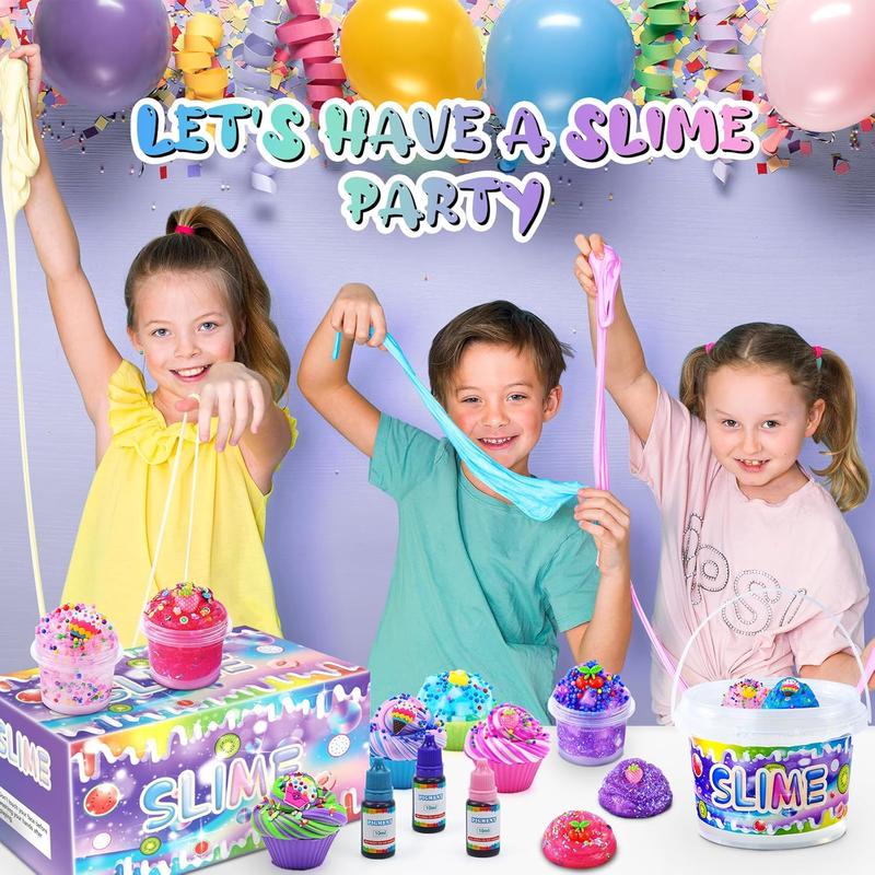 Valentine's Day Gift Clear Slime Making Kits with Premade Slime for Kids DIY with 35 Sets Add-ins Jumbo Kit for 6-12 Years Old Girls Boys Present Party Favors