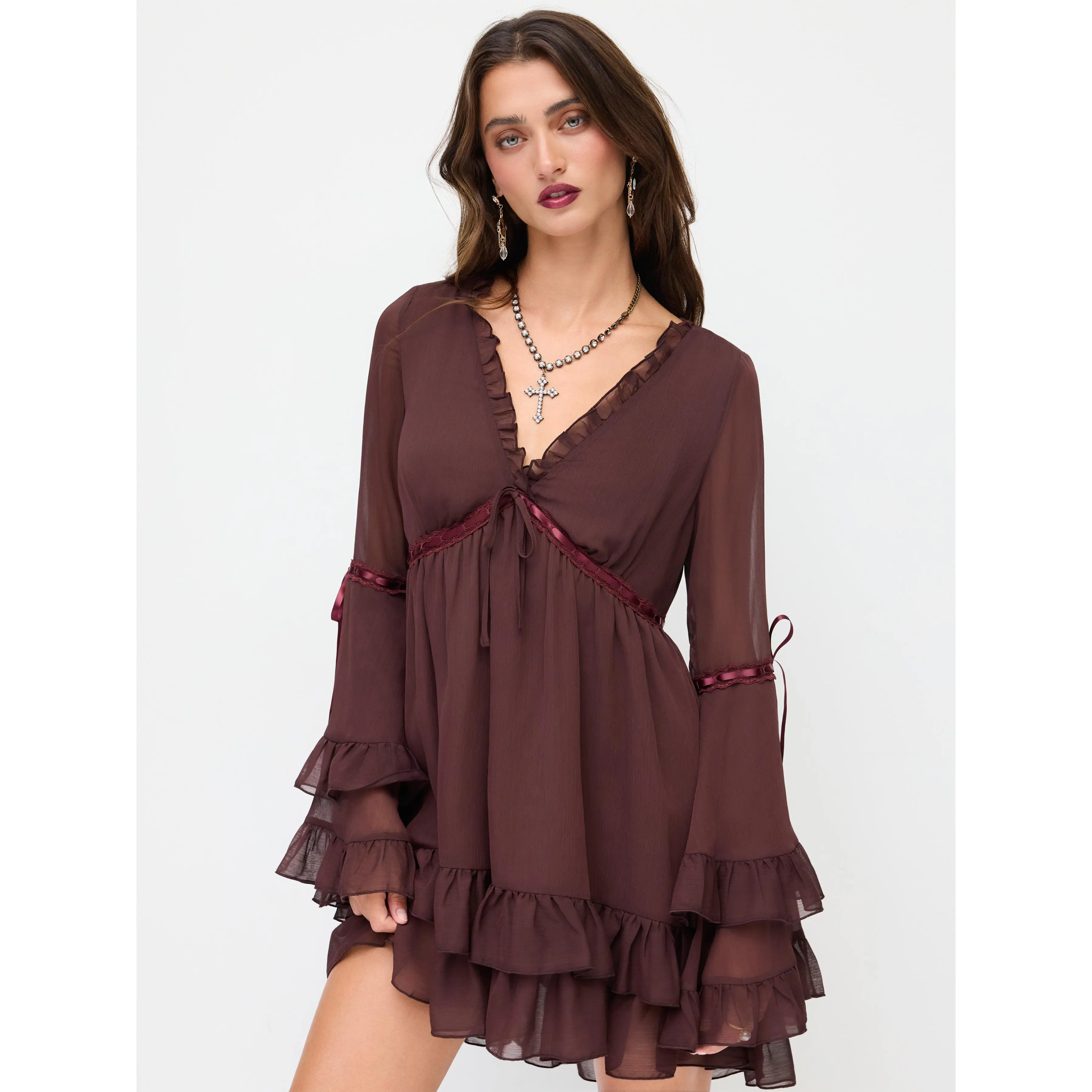 Susan fang Tiered Ruffle Mini Dress - TikTok Shop