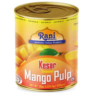 Rani Mango Pulp Puree (Makes Mango Lassi Shakes) Kesar Sweetened 30oz (1.875lbs) 850g ~ Kosher | All Natural | NON-GMO | Vegan | No colors | Gluten Friendly | Indian Origin