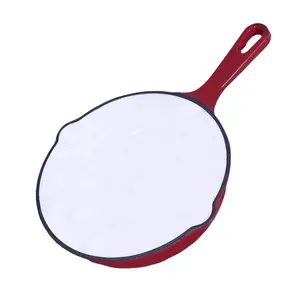 Kitchen Needs. Red Enamel Cast Iron Skillet