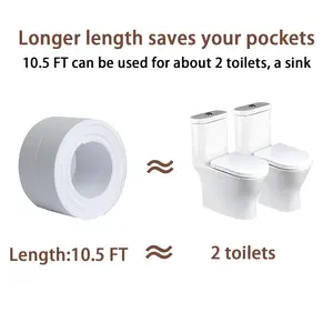 Caulk Tape, Toilet Caulk Strip Waterproof, Traditional Caulking Replacement, Caulking Sealant Tape for Kitchen, Sink, Bathroom, Countertop, Shower, Bathtub Edge Protector (1.5" x 10.5Ft)