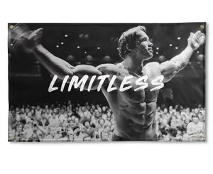 The Governator Poster SCHWARTZ'S Limitless 3x5 Flag | Gym Motivation Fitness Poster | Durable Cool Tapestry | Man Cave Wall Decor with Metal Grommets for College Dorm Room