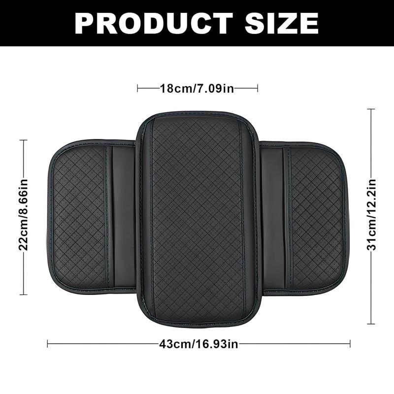 Upgraded Car Center Console Cover,Microfiber Leather Car Armrest Cover Cushion with 2 Storage Bags,Car Armrest Storage Box Car Interior Accessories for Most Vehicles (Black)