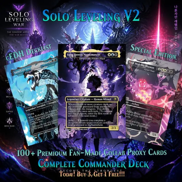 Solo Leveling V2 Special Edition 100+ Premium Fan-Made Collab Proxy Cards Complete Commander Deck Buy 3 Get 1 Free