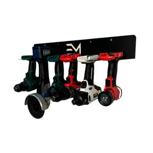 Masterforce 20V Cordless Tool Organizer - 6-Slot Steel Rack with Satin Black Finish & Universal Slots for Drills & Power Tools