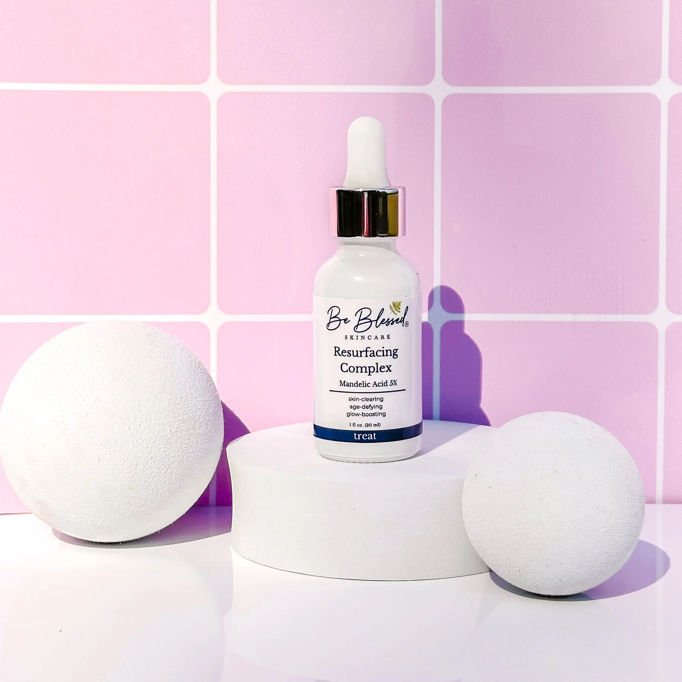 Be Blessed Skincare Resurfacing Complex Mandelic 5% Serum - Gentle Exfoliant with Glycerin & Green Tea for Radiant Skin