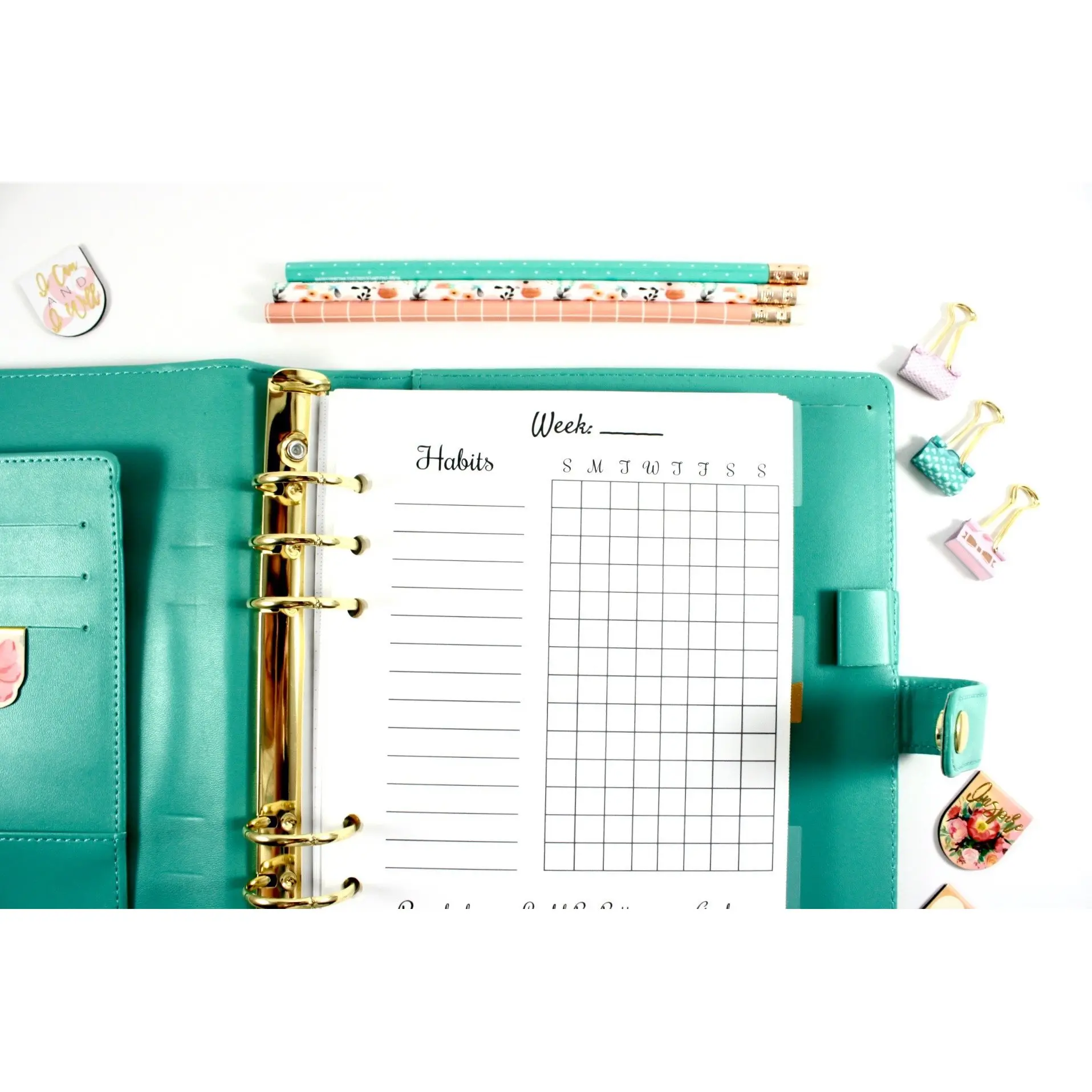 A5 Planner Habit Tracker, Filofax A5 Planner Inserts, Carpe Diem A5 Inserts, Pre-punched A5 Planner Weekly Habit Tracker