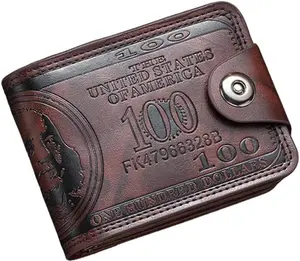 Retro Men's Wallet with Magnetic Buckle - Short Dollar Pattern Wallet, Multi-Card Business Style, 1pc Faux Leather Credit Card and Photo Holder, Elegant Accessory for Everyday Use