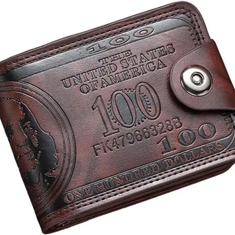 Retro Men's Wallet with Magnetic Buckle - Short Dollar Pattern Wallet, Multi-Card Business Style, 1pc Faux Leather Credit Card and Photo Holder, Elegant Accessory for Everyday Use