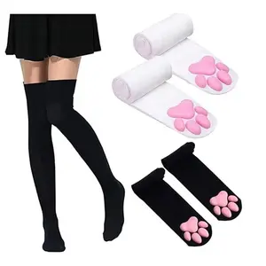 Women'S Cat Paw Pad Bottom 3D Cosplay Socks Kawaii Cute Thigh High Stockings