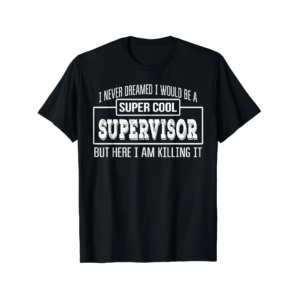 Men's Vintage Cotton Graphic Tees - Oversized Casual Fit Short Sleeve Top with 'Cool Supervisor' Funny Quote, Ideal for Office Gifts & Casual Wear