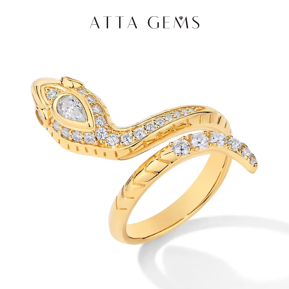 All-Synthetic Moissanite Snake Ring, Vintage Unique Rings, Unisex Statement Artificial Gemstone Jewelry, Ideal Anniversary Gift, R102, Statement Ring summerwins,summerwins
