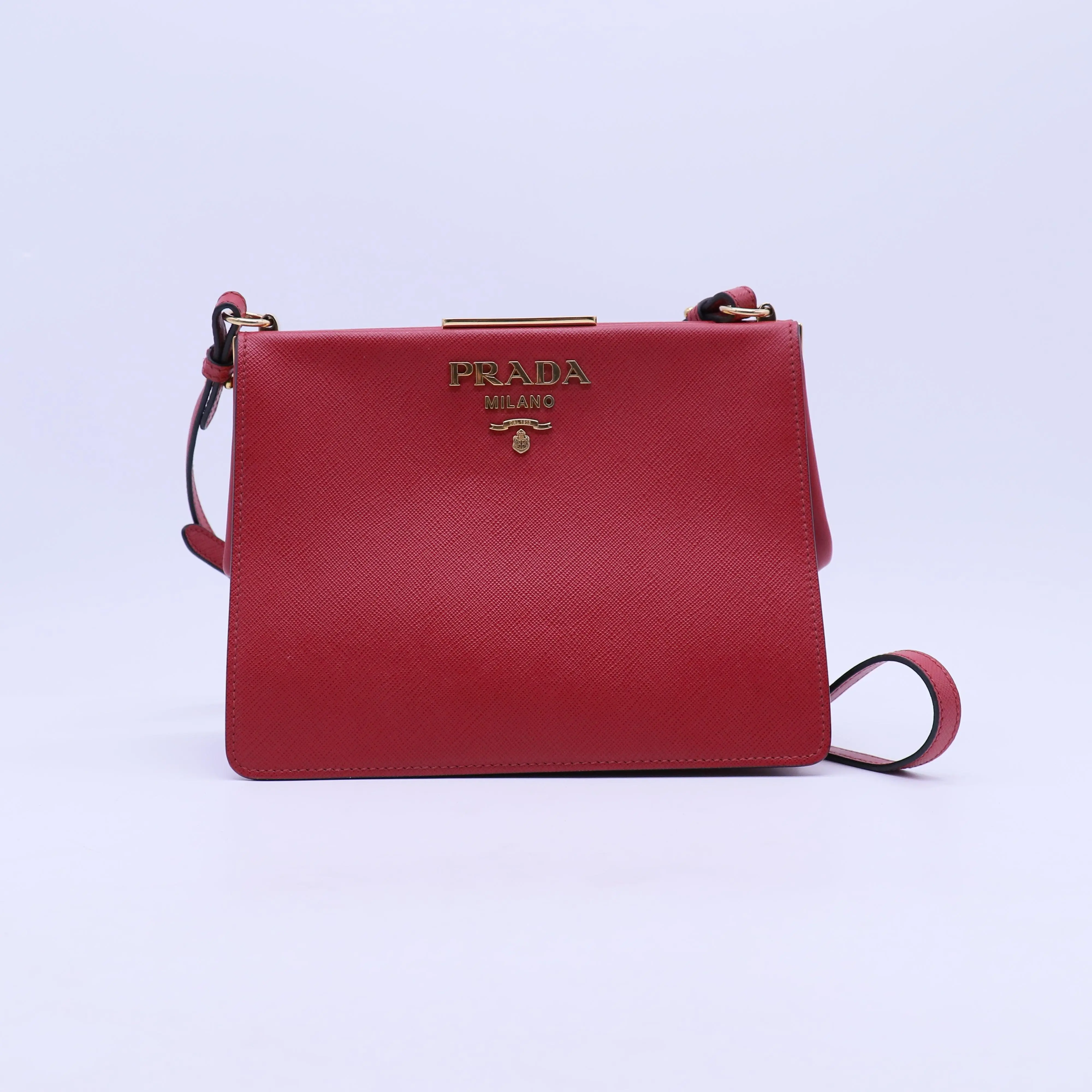 Pre-owned PRADA Leather Shoulder Bags Light Frame Shoulder Bag Saffiano Small B21475